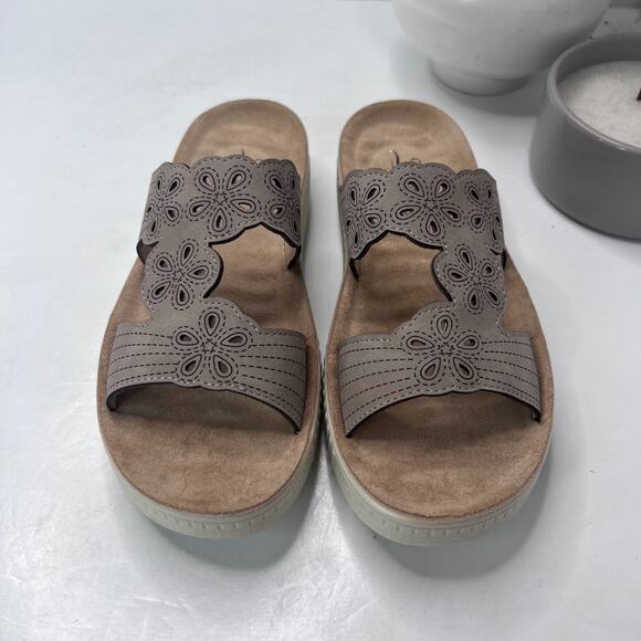 Easy Street Taj Comfort Wave Platform Slide Sandals Natural Women's 6 Tried On - Picture 5 of 9